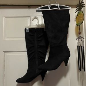 Tall suede heel boots